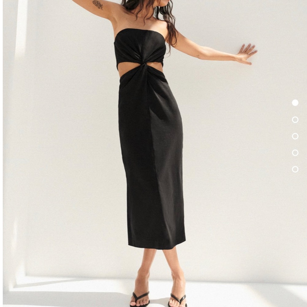 Zara Cut Out Linen Blend Strapless Dress XS